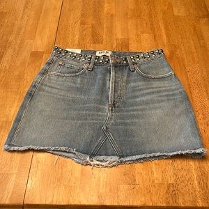 NWT AGOLDE rivet jean skirt light wash.  27